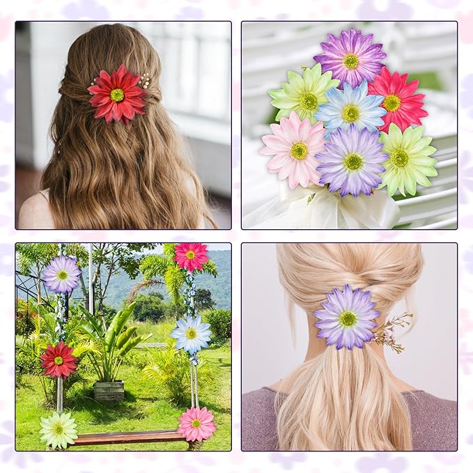 Fabric Daisy Flower Head in Bulk 12 Pcs, Purple Flowers Artificial Daisy Flower Heads for Crafts, 3.5 Inch Faux Flowers Silk Daisy Flower Heads for Hats, Costume, Home Wedding, Christmas
