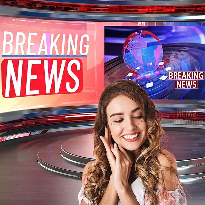Breaking News Backdrop Studio TV News Broadcast Hall Background News Room Broadcasting Photography Background Program Record News Report Business Newsman Backdrop Kids Portrait Photo Props 20x10ft
