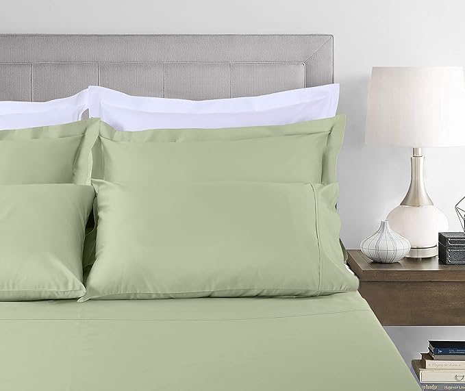 Threadmill 5-Star Hotel 500 Thread Count Best Bed Sheets, 100% Cotton Sheets Set for Queen Size Bed, Smoother Than Egyptian Cotton Claims, 4 Pc Set with Deep Pockets (Sage Green)