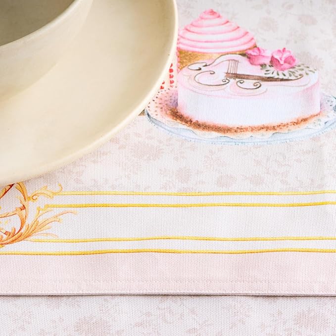Maison d' Hermine Place Mats 100% Combed Cotton Premium (13 Inch x 19 Inch) Decorative Cloth Place Mat Washable Dinner Placemat, Dinner, Wedding & Dining, Pastries (Set of 4)