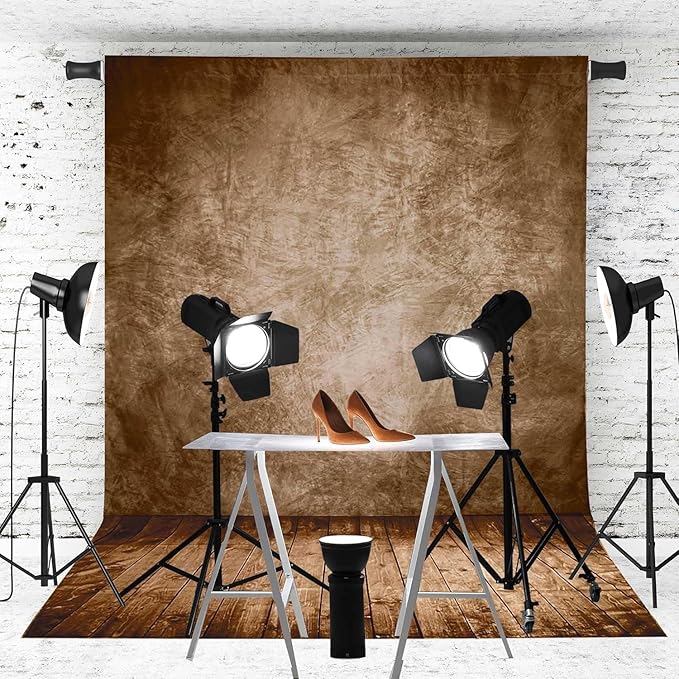 Professional Abstract Portrait Photography Backdrop,Wall with Wood Floor Backdrop for Kids Photography Baby Newborn Cake Smash Photo Shoots Hypoallergenic Fabric Photography Props(Brown-8x10ft)