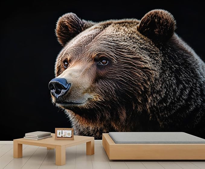 Brown Bear Wall Mural, Bear 3D Wall Murals, Wild Animal Wallpaper Mural, for Living Room Bedroom Large Wallpaper Indoor Decor 78.7" W x55.1 H