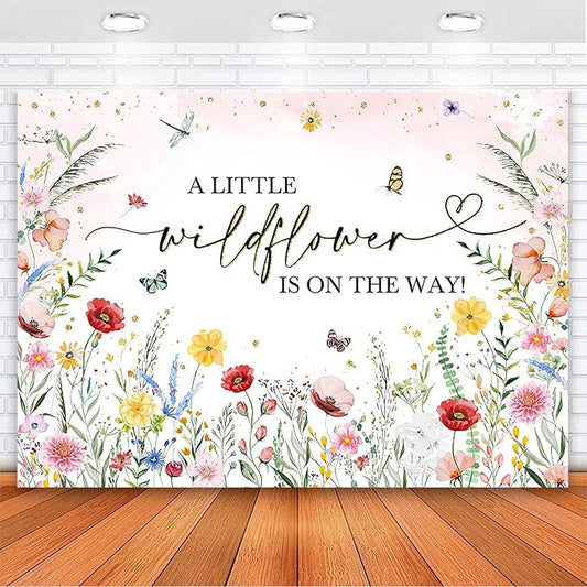 Avezano Wildflower Baby Shower Backdrop Watercolor A Little Wildflower is On The Way Party Decorations Floral Theme Girl Banner Photoshoot Props 10 x 7 ft