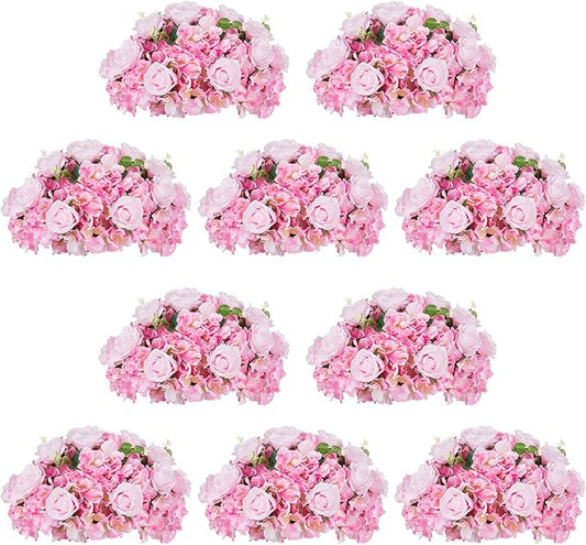 NUPTIO Flower Balls for Wedding Centerpieces - 10 Pcs 15.7 inch Diameter Fake Flower Ball Arrangement Bouquet Party Centerpieces for Tables - Pink Rose Bouquet Centerpiece Flowers for Wedding Table
