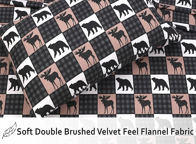 RUVANTI Flannel Sheets King Size - 100% Cotton Brushed King Size Sheets Set - Deep Pockets 16 Inches Bed Sheets - All Seasons Breathable & Extra Soft - Warm & Cozy, 4 Piece, Wilderness Plaid
