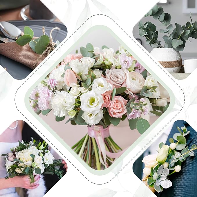 Giegxin 90 Pcs 3 Kinds Mixed Eucalyptus Leaves Stems Bulk Artificial Silver Dollar Leaves Picks Dried Eucalyptus Bundle Faux Spray for Wedding Vase Bouquet Floral Arrangement (Green)