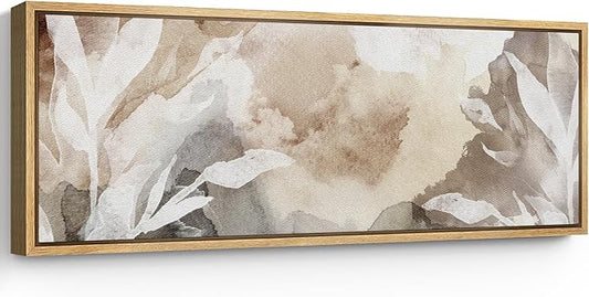 SIGNFORD Large Framed Canvas Print Wall Art Whispers of Nature an Abstract Watercolor Illustrations Modern Art Relax/Calm Warm for Living Room, Bedroom, Office - 60"x20"