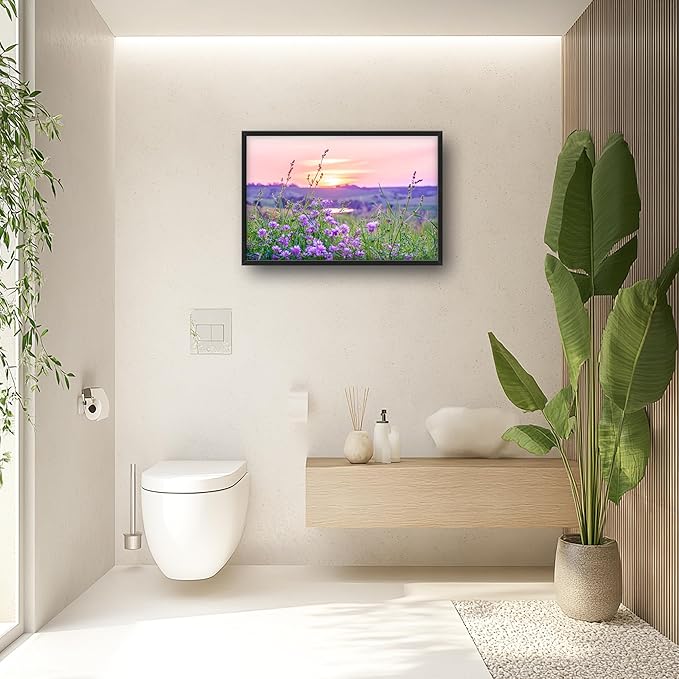Nature Scenery Large Wall Art Sunset Framed Wall Decor for Living Room Countryside Wildflowers Pictures Oversized Canvas Print Painting Modern Extra Large Framed Artwork for Bedroom Office 36"x24"