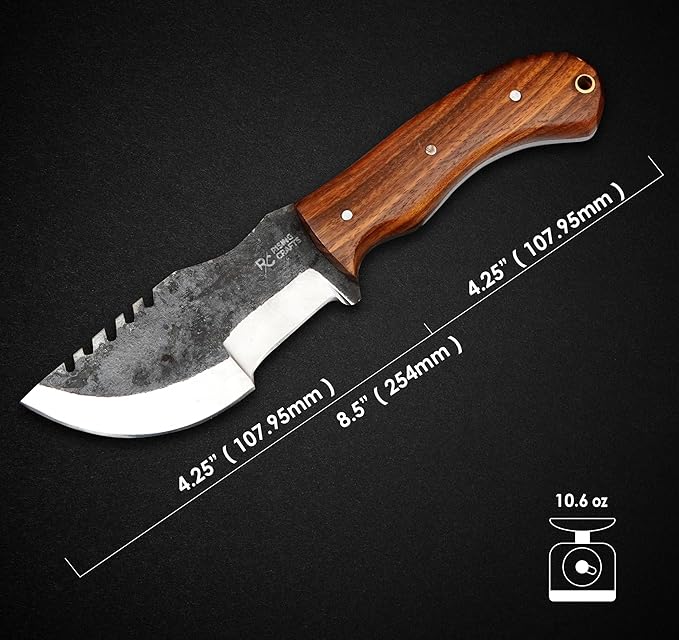 8.5 Inch Tracker Knife-Fixed Blade, Survival, Hunting, Full Tang, Tactical Knife-Handmade High Carbon Steel Skinning for Camping, Bushcrafting-Gift For Men