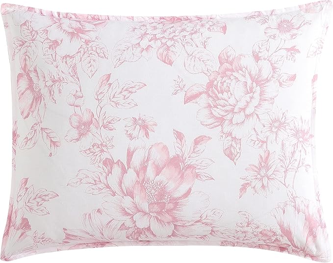 Laura Ashley - Twin Comforter Set, Soft & Reversible Cotton Bedding with a Smooth Feel, Medium Weight for Year Round Comfort, 2 Piece Bed Set with Matching Pillowcase (Delphine Mauve Pink)