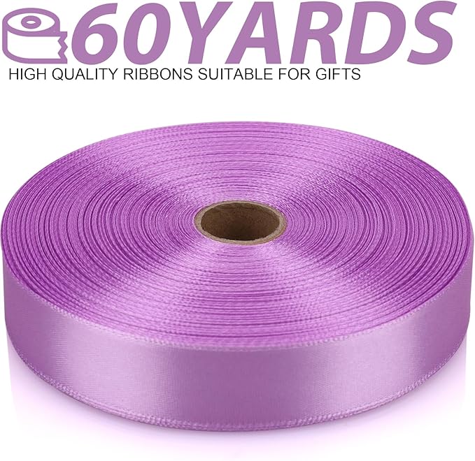 7/8 Inch 60 Yards Lilac Purple Satin Craft Ribbon-Single Face Polyester Ribbon for Handmade Roses,Gift Wrapping,Timeless Flower,Bouquets,Wedding and Party Decoration