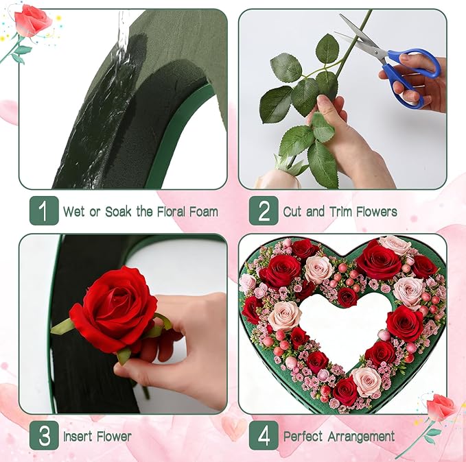 Fiwochic 15.75 x 14.76 Inch Heart Floral Foam Cage Heart Shaped Flower Arrangements Stand with Suction Cup Dry Wet Floral Foam Blocks Flower Cage Holder for Valentine's Day Wedding Party Decorations