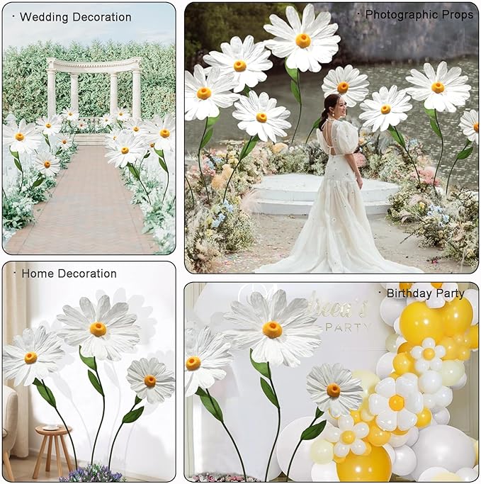 Large Daisy Flowers Artificial,5.9 Ft Giant Paper Flower Decoration,Big Flowers Decor for Birthday Party,Garden,Office,Home,Wedding,Graduation,Shop Window Display(Pink)