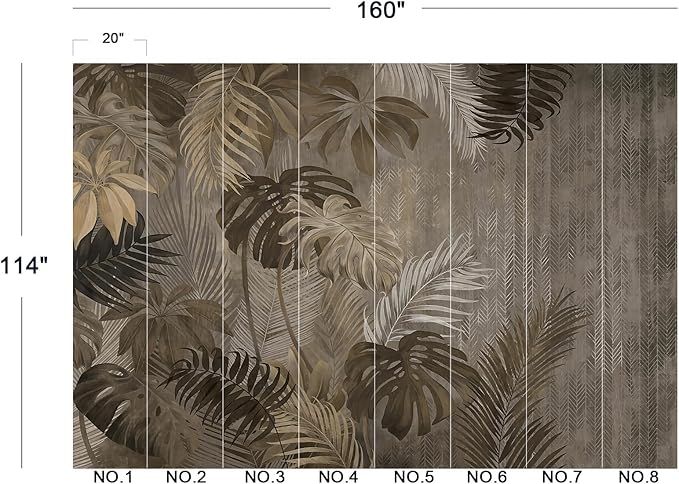 Cliouar-Turtle Backed Bamboo Plantain Leaf Plant Wall Mural Wallpaper Peel and Stick 160" x 114"
