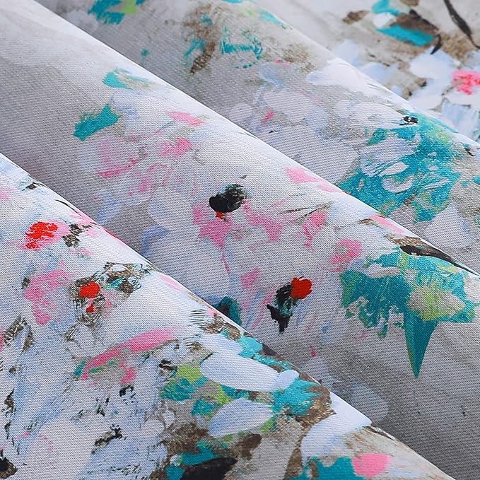 MYSKY HOME Floral Curtains 108 Inch Length 2 Panels for Living Room/Bedroom Thermal Insulated Grommet Vintage Curtains Decorative Drapes, Pink and Blue
