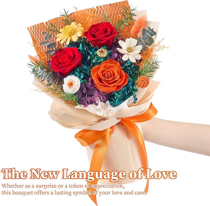Flowers for Delivery Prime Forever Flowers Preserved Roses Bouquets Purple Flower Birthday Gifts for Women Valentine's Day Mothers Day Graduation