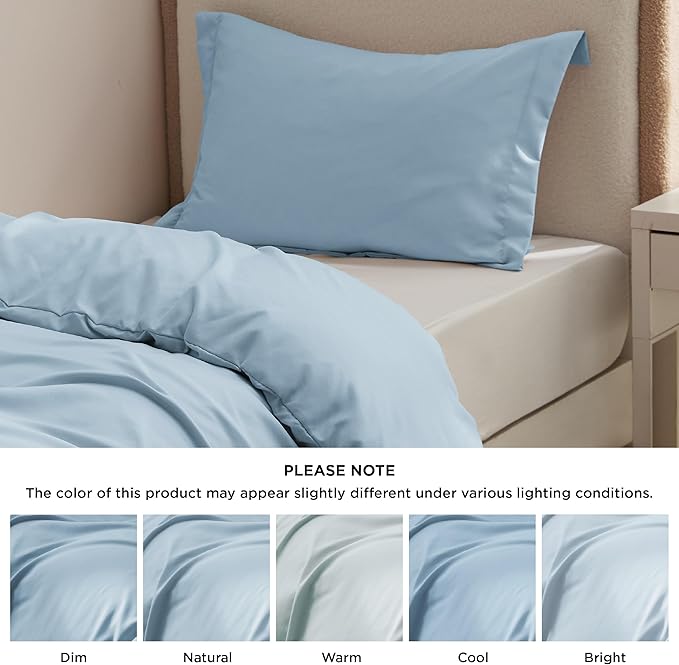 Bedsure Duvet Cover Twin/Twin XL Size - Soft Double Brushed Bedding Set for Kids & Adults, Zipper Closure, 2 Pieces, Includes 1 Duvet Cover (68"x90") & 1 Pillow Sham, NO Comforter, Winter Sky