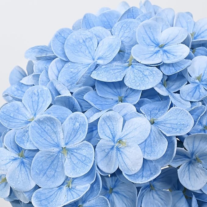 4 Pcs Blue Hydrangea Artificial Flowers, Latex Real Touch Hydrangea Flowers, 19.6'' Full Faux Hydrangea Flowers Fake Flowers for Home Decor Party Wedding Centerpiece Bouquet Floral Arrangements