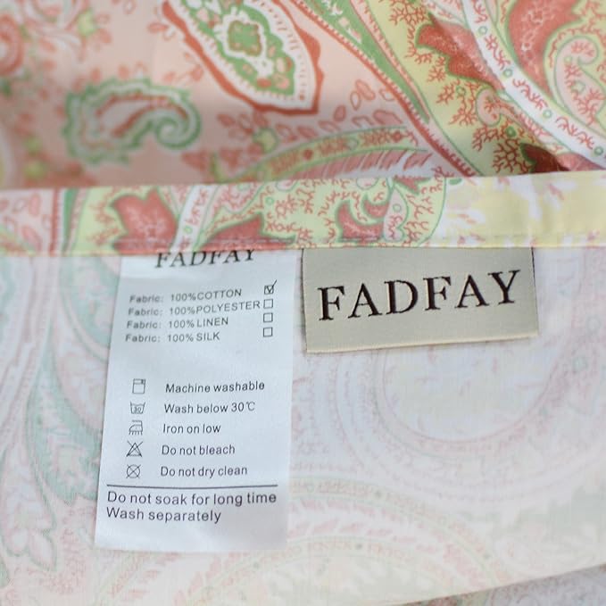 FADFAY 4 Piece Pink Paisley Bed Sheet Set Luxury Bedding Sets Designer Bedding Collections 800 Thread Count 100% Egyptian Cotton Deep Pocket Queen