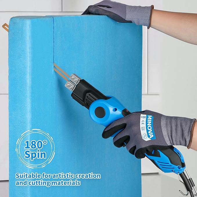 250W AC Rotatable Electric Hot Knife, 6 Blades Foam Cutter Cutting Tool Kit, Full-body Air Cooling System Foam Cutter for EPP, EPS, XPS, EVA, EPE, PU, KT Board, Sponge (Complete Series)