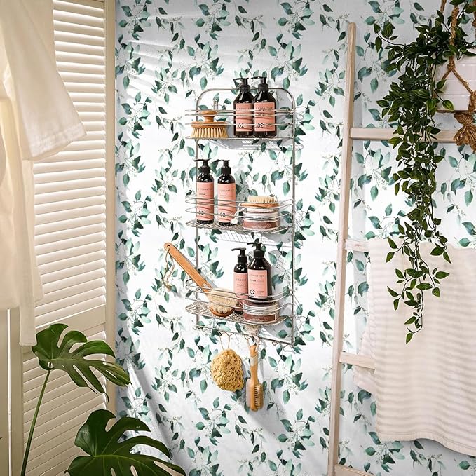 Erfoni Green and White Leaf Peel and Stick Wallpaper Floral Contact Paper for Livingroom17.7inch x 393.7inch Eucalyptus Wallpaper Peel and Stick Vintage Flower Decorative Removable Wall Paper Vinyl
