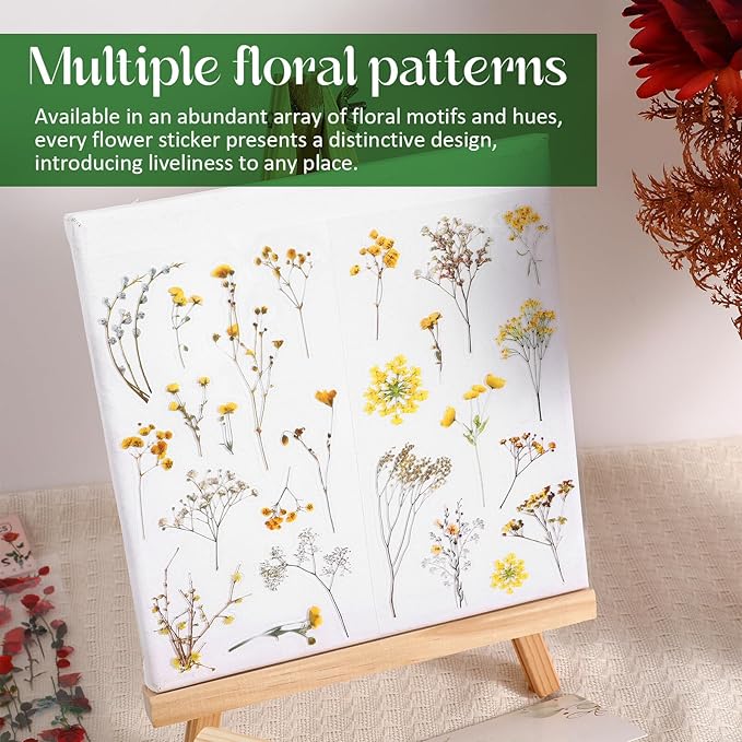 DOITOOL Pet Flower Stickers with Vintage Floral Designs Transparent Adhesive Planner Stickers for Scrapbooking Journaling and DIY Crafts and Fade-Resistant Decorative Decals