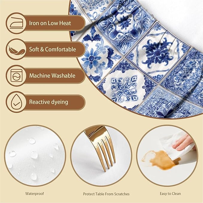 Rectangle Table Cloth Cover Waterproof Elastic Fitted Polyester Fitted Tablecloths for 4 Foot Tables for Indoor,Picnic, Camping, Outdoor （48" x 30"，Bohemia）