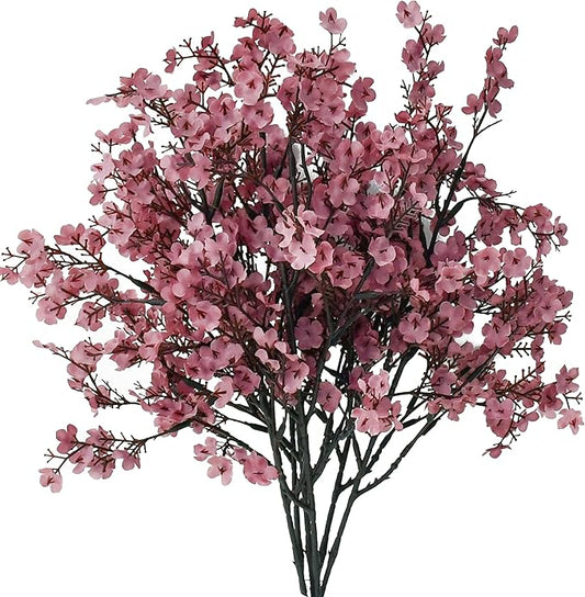 Mandy's Dusty Pink Artificial Baby’s Breath European Flowers 6 Bundles Silk Gypsophila with Bendable Stems for Fall Thanksgiving & Christmas Centerpiece Wedding Decor and Table Arrangements
