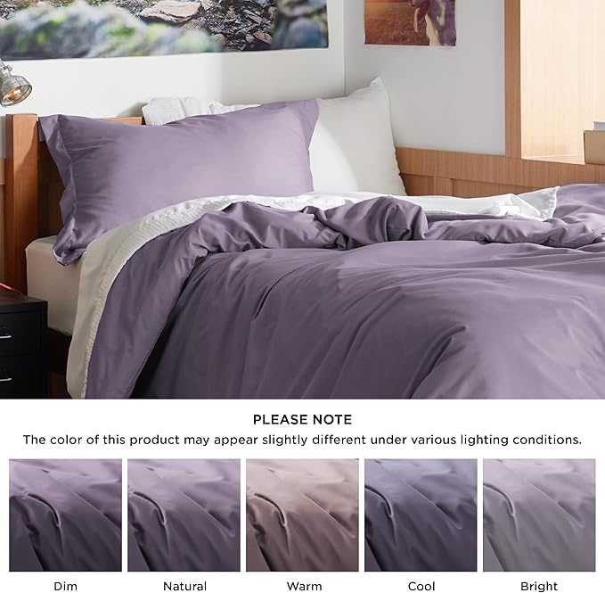 Bedsure Duvet Cover Twin/Twin XL Size - Soft Double Brushed Bedding Set for Kids & Adults, Zipper Closure, 2 Pieces, Includes 1 Duvet Cover (68"x90") & 1 Pillow Sham, NO Comforter, Grayish Purple