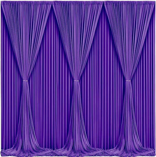 Wish Care Purple Backdrop Curtains - 6 Panels, Wrinkle-Free, Polyester, Photography Drapes for Baby Shower, Birthday Party, Wedding, Prom, Photo Booth - 24 X 10FT (Purple)