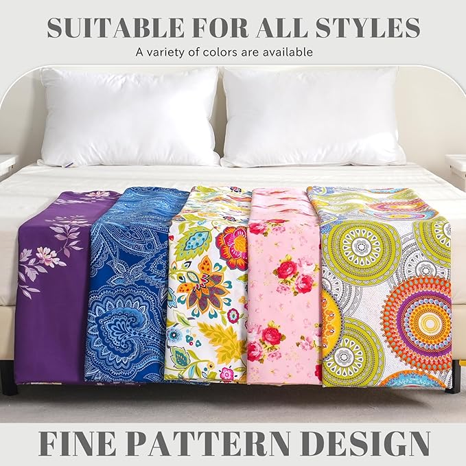Bedlifes King Sheet Set Ultra Soft, Breathable, Silky Flower Deep Pocket 100% Microfiber Bedding, 4 Piece King Size Paisley Dark Navy Blue