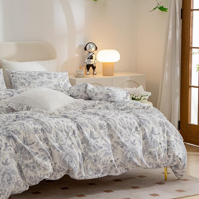Twin Comforter Set Flowers 2 Pieces Soft Bedding Comforter Garden Style Vintage Floral Print Botanical Flower Comforter Set for All Seasons 1 Comforter and 1 Pillowcases (Flower, Twin)