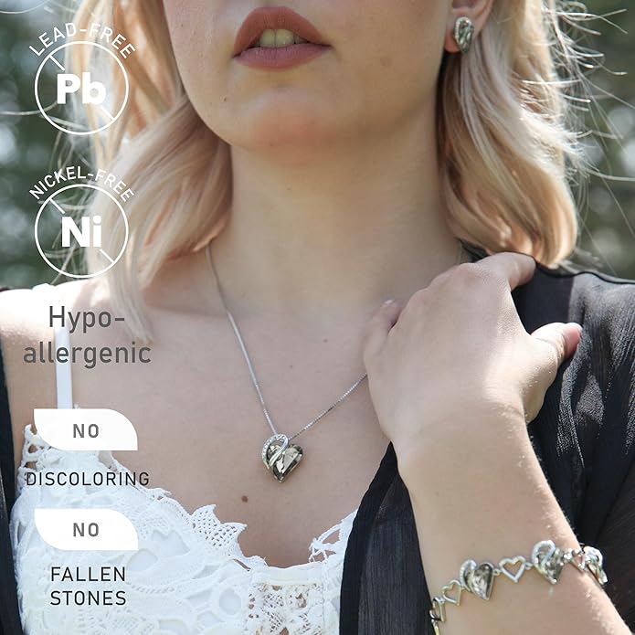 Leafael Necklaces for Women, Infinity Love Birthstone Heart Crystal Pendant, Birthday Jewelry Gifts for Her, Mom, and Wife, Silver Plated, 18 plus 2 inch Adjustable Chain