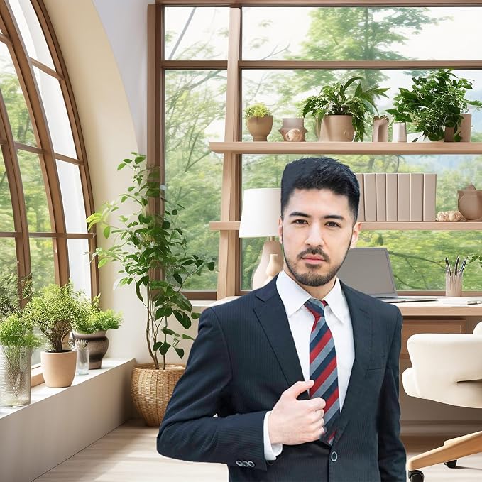 Office Backdrop for Video Conference Modern Business Home Office Work Place Background Indoor Green Plants Leaves Tranquil Work Environment for Live Video Zoom Calls Photo Portrait Prop 9x6ft