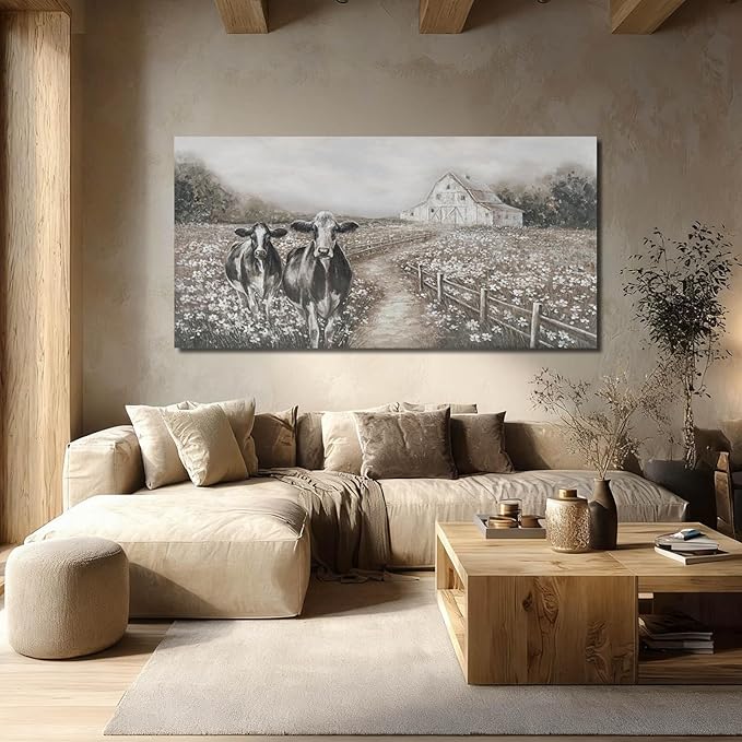 LEVERUP Animal Printings Posters Wall Art Cow Pictures Wall Artwork Large Nature Wall Decor for Living Room Bedroom Office Home Decorations 29×58 Inch