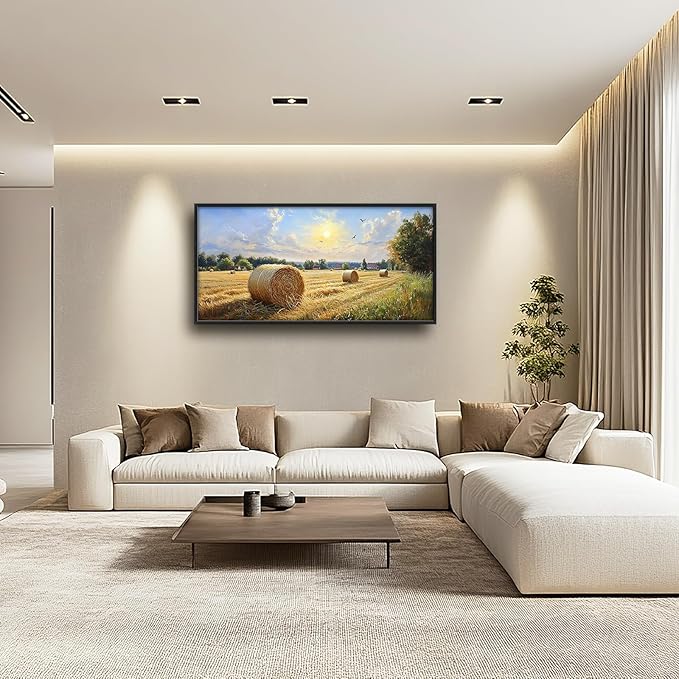 Farmhouse Large Wall Art Ructic Farm Landscape Pictures Wall Decor Country Nature Canvas Prints Painting Framed Artwork Home Decoration for Dining Room Living Room Kitchen 60"x30"