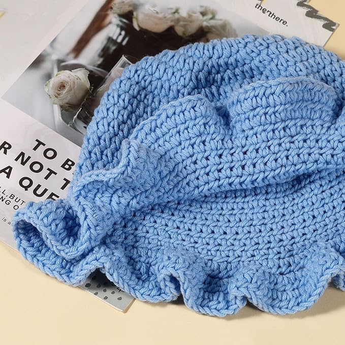 Crochet Bucket Hat for Women Flower Knit Hat Hollow Out Foldable Cap Hats