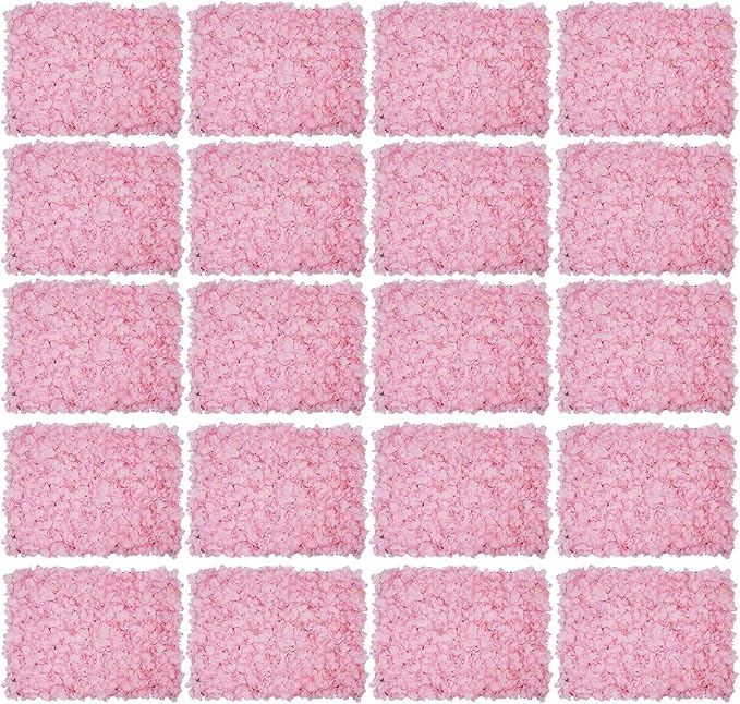 Flower Wall Panels, 20Pcs Artificial Flower Wall 3D Flower Wall Backdrop, 20-Piece Set of Pink Rose Floral Backdrop for Wedding Home Decoration (Light Pink, 23.6 * 15.8in)