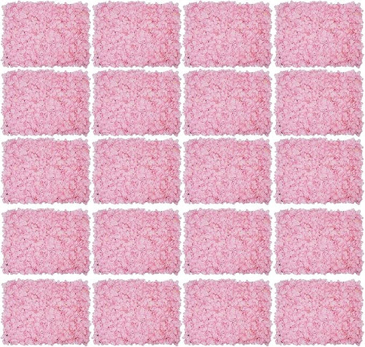 Flower Wall Panels, 20Pcs Artificial Flower Wall 3D Flower Wall Backdrop, 20-Piece Set of Pink Rose Floral Backdrop for Wedding Home Decoration (Light Pink, 23.6 * 15.8in)