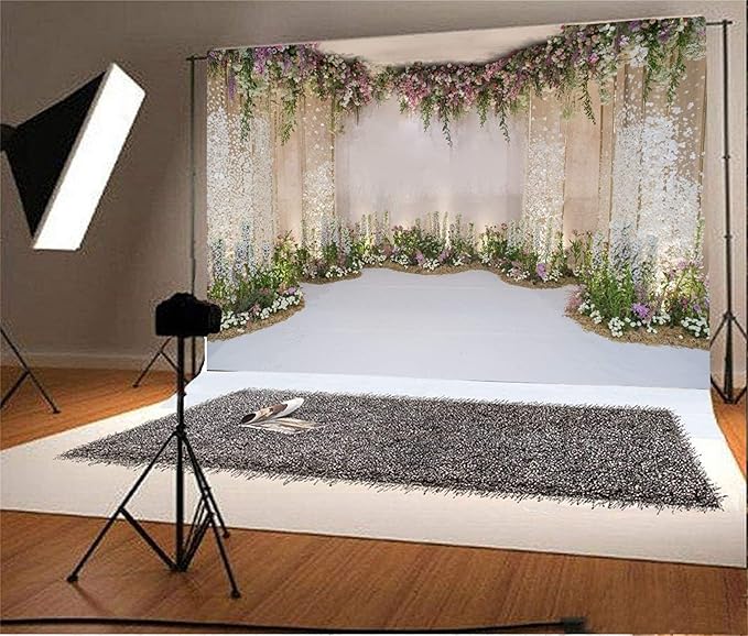 AOFOTO 15x10ft Arch for Wedding Ceremony Backdrop Interior Romantic Flower Canopy Archway Banner Photography Background Bride Girlfriend Lovers Fiancee Nuptial Decoration Studio Props Vinyl Wallpaper