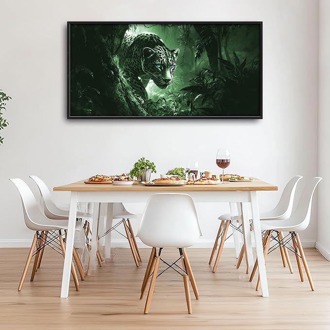 Forest Leopard Large Decor Framed Wall Art Animal Pictures for Living Room, Oversized Canvas Print Painting Modern Extra Large Framed Artwork for Bedroom Office Home Decor 60"x30"
