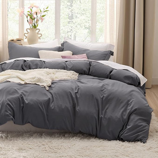 Bedsure Dark Grey Duvet Cover King Size Only - Prewashed Extra Soft All Season Bedding, Includes 1 Duvet Cover 104x90 Inches with Zipper Closure, Comforter Not Included