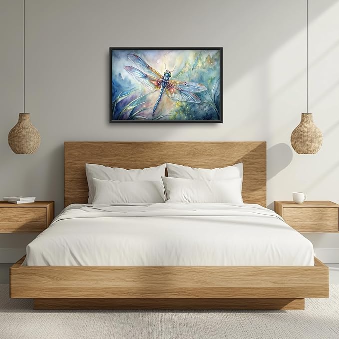 Framed Large Pictures Wall Art for Living Room, Dragonfly Oversized Wall Decor Dragonfly Canvas Print Painting Modern Extra Large Framed Artwork for Bedroom Office 36"x24"