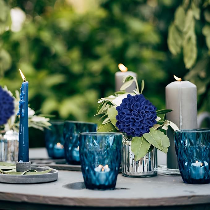 Artificial Flowers, 25pcs Realistic Artificial Rose for DIY Wedding Bouquets Centerpieces Arrangements, Blue Dahlia Flowers with Stem for Bridal Shower Party Home Decorations
