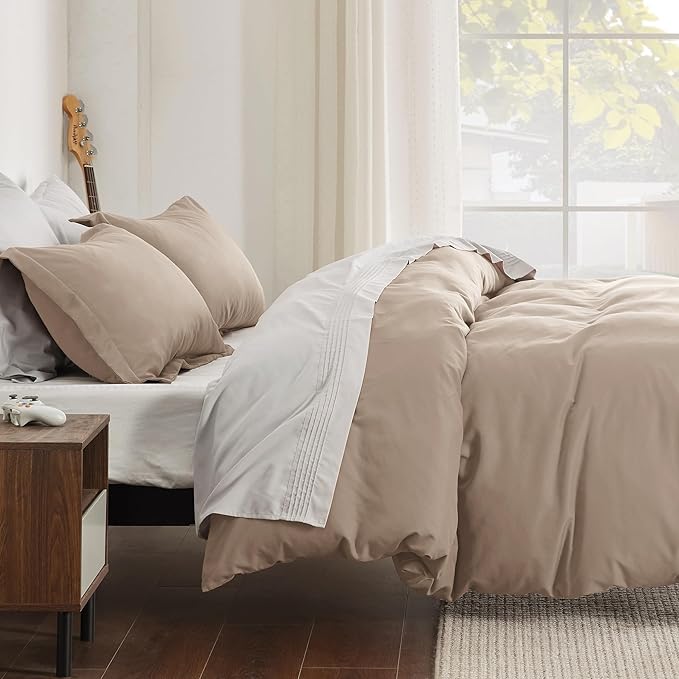 Bedsure Duvet Cover King Size - Soft Double Brushed Bedding Set for Kids & Adults, Zipper Closure, 3 Pieces, Includes 1 Duvet Cover (104"x90") & 2 Pillow Shams, NO Comforter, Hazel