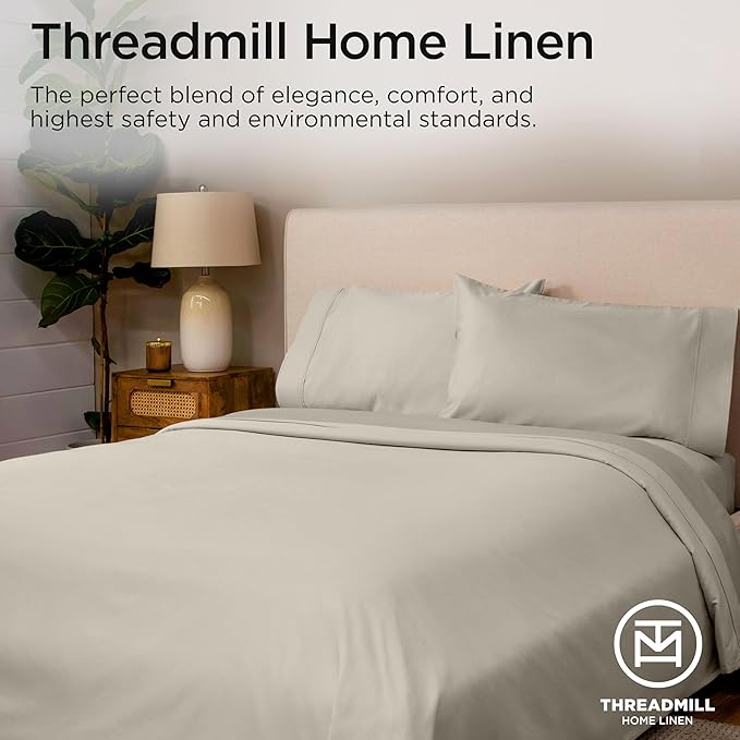 Threadmill Luxury Full Size Sheets for Full Size Mattress, 1200 Thread Count Supima Cotton Sheets for Full Mattress, 5-Star Hotel Quality 4 Piece Bed Sheets with Extra Deep Pocket, Taupe