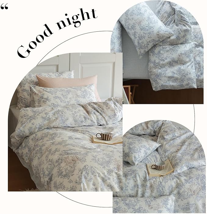 HighBuy Vintage Floral Girl Duvet Cover Twin Boho Flower Print Bedding Set Country Style Floral Comforter Cover with 2 Pillowcases Cozy Cotton Cottagecore Chic Flower Bedroom Collection Twin