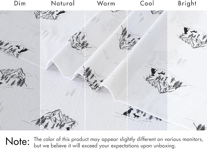 RUVANTI Flannel Sheets Full Size - 100% Cotton Double Brushed Bed Sheets Set, Deep Pockets 16 Inches, All Seasons Breathable & Extra Soft Full Sheets, Warm & Cozy, 4 Piece, Soul Dog White
