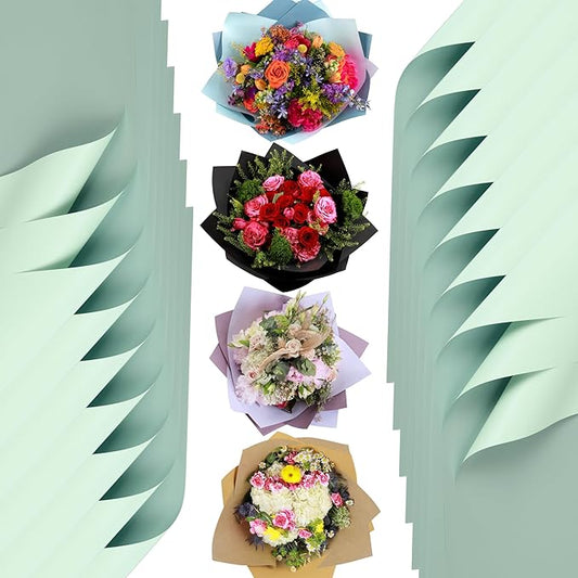 the florist Supply 20 Sheets Premium Flower Wrapping Paper | Waterproof Flower Wrapping Paper for Bouquets | Double Sided Floral Bouquet Sheets | DIY Gifts Colorblend Ocean Spray