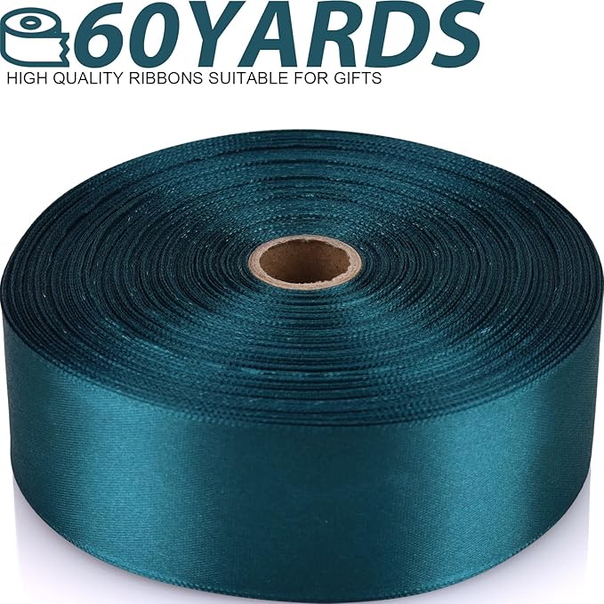 1-1/2 Inch 60 Yards Greenish Blue Solid Satin Ribbon for Gift Wrapping,Craft Floral Bouquets,Wedding Party,Timeless Flower,Decoration Floral Hair,Balloons